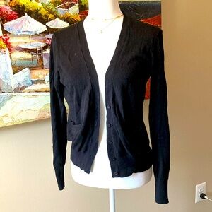 LOFT black button down cardigan with 2 pockets